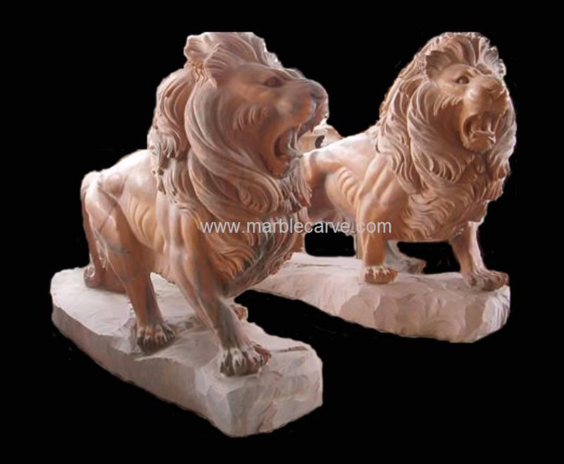 Marble Lions Statue Carving