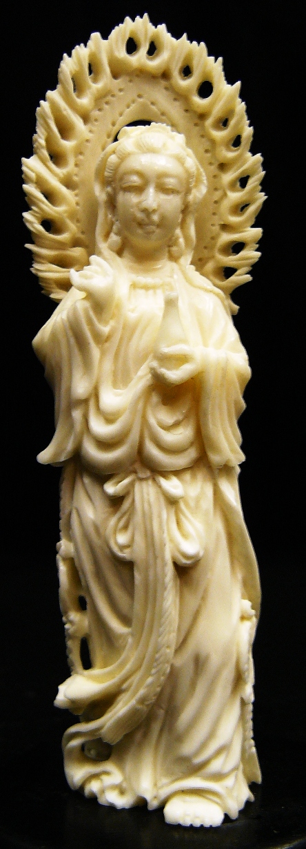 bone kwan yin carving art