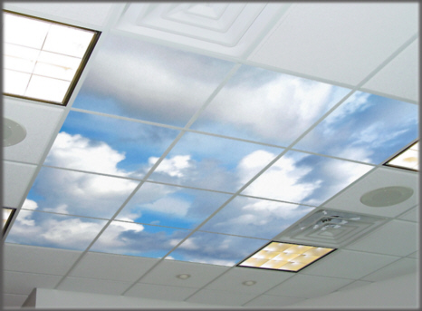 ceiling lens, light lens, acoustic tiles with photos printed on the surface, design 2114,Puffy Clouds