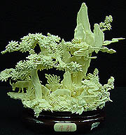 Buffalo Scenery $129.00 + S/H - BONE BUFFALO MOUNTAIN #(9212A14)
This is a buffalo mountain. Many buffalos are hand carved on a mountain. It is all made from natural elephant bone. 
SIZE: L: 9in, W: 5in, H: 10in