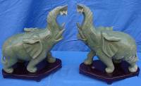 jade elephant, jade elephants PAIR OF 11 inch VALUABLE GREEN JADE ELEPHANTS # (CY25 )
THE LOVELY PAIR OF ELEPHANTS WERE MADE OF BEAUTIFUL GREEN JADE. IT HAS A GLOSSY SURFACE. THIS PAIR OF ELEPHANT IS RESTING ON A BEAUTIFUL ROSEWOOD BASE. 11 in X 5 in X 10 in. (INDIVIDUAL) Price= $ 195.00 pair + S/H