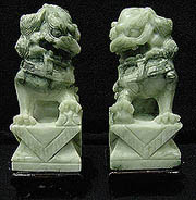 6 inch jade Foo Dogs Carving. $69.99 Pair. + S/H. Very Impressive. Click on the Pic to see a large picture.
