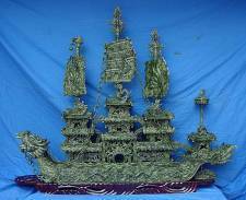 # ( J42 ) *
5 Foot Jade Carved Dragon Boat. $1950.00 
Click on the photo to see a large picture.
