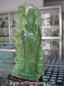 Green Liaoning Jade Kwanyin Carving 