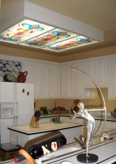 Ceiling Art. Translucent Ceiling Light Diffusers Custom hand made to resemble stained glass. Standard sizes, 2 ft x 4 ft Price ONLY $89.00 ea + S/H
2ft X 2ft Price $47.95 ea. + S/H.