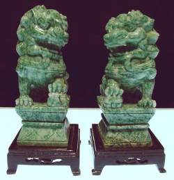 PAIR OF 8in GREEN JADE FOODOG (HJ018C). $249.99 Pair. + S/H
