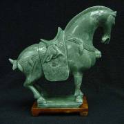 JADE HORSE, TANG SADDLE HORSE (LH8), Price = $ 59.99 + S/H size approx H. 8 inch x W. 8 inch