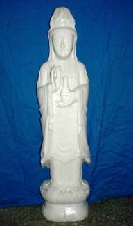 WHITE JADE 40 in KWANYIN (LH13) Price = US $1649.00 + S/H Size = Size: Wide: 10, Deep: 7, High: 40.