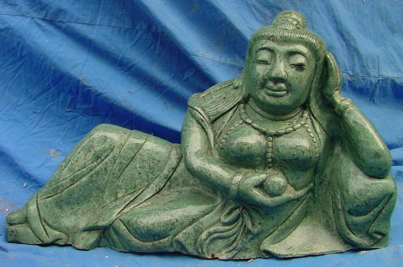 jade reclining kwan yin statue