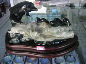 Jade Sculpture Dolphins, Jade Carving, China Jadeite