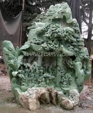 jade carving sculpture of village life in china,jade garden carving