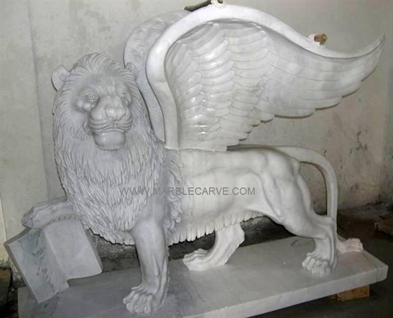 Marble Lions Statue Carving