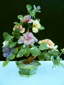 JADE Flowers Tree, 22 inch tall, Price = $ 129.00 + S/H. SIZE: H: 22in, D: 12in, W: 14in.