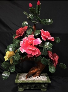 MIXED JADE FLOWER <br>22 inch JADE FLOWER TREE 
 Price = $ 149.99 + S/H. SIZE: H: 22in, D: 10in, W: 16in.