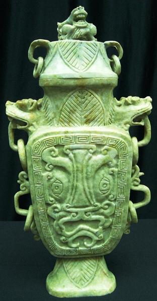 jade dragon vase carving