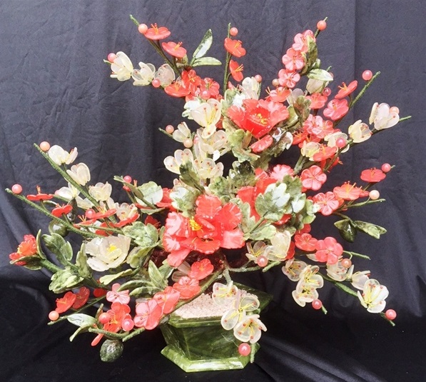 JADE Plum Flowers Basket F392