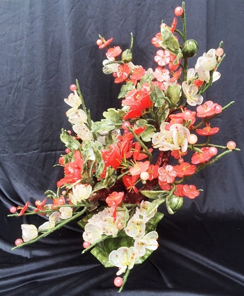 JADE Plum Flowers Basket F392