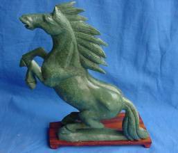 SOLID JADE JUMPING HORSE ( # LM01 ), size approx H. 12 inch x W. 10 inch