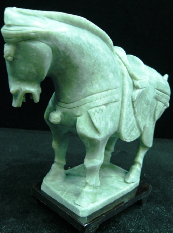 LH8 7" Jade Saddled Tang Horse 