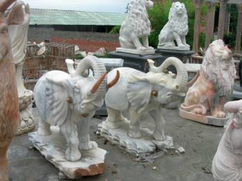 marble carving, Marble Elephant Garden Carving photo