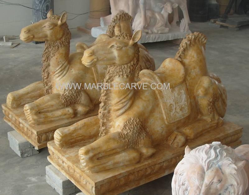 Marble Camels Statue Carving