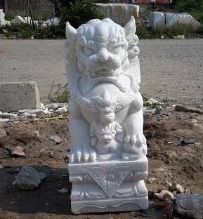 white marble 60cm Fudog carving sculpture