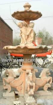  Marble Horses Fountain Sculpture Garden Carving With Pool and Horses and children photo image