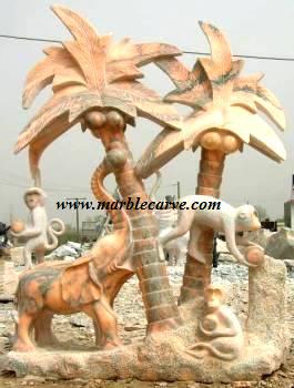  Marble Elephant carving and Monkey Sculpture Garden carving photo image