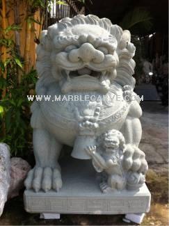 marble fudogs statue carving sculpture