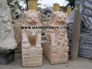 marble fudogs statue carving sculpture