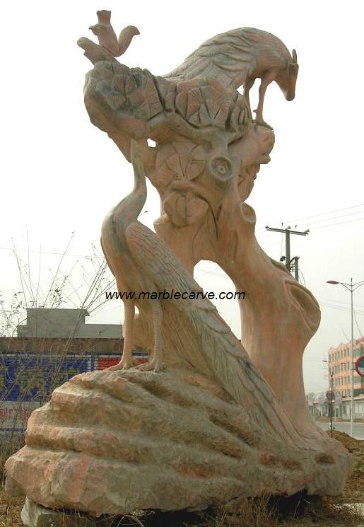 marble peacock statue carving