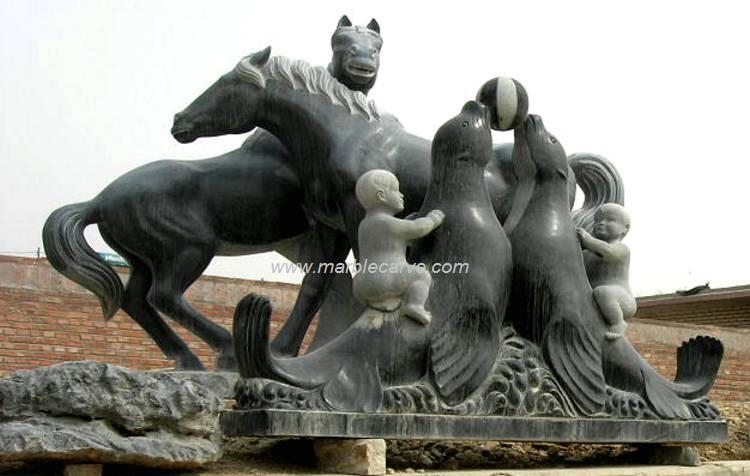 marble horses Statues