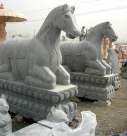 marble carving, Marble Horse Garden Landscape Carving photo