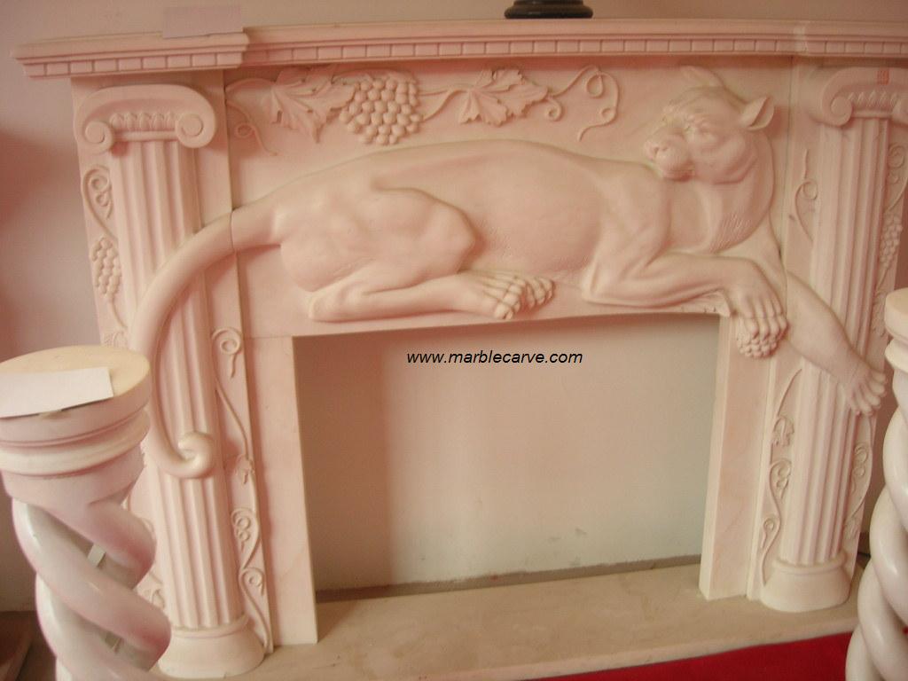 marble mountain Lion fireplace mantle