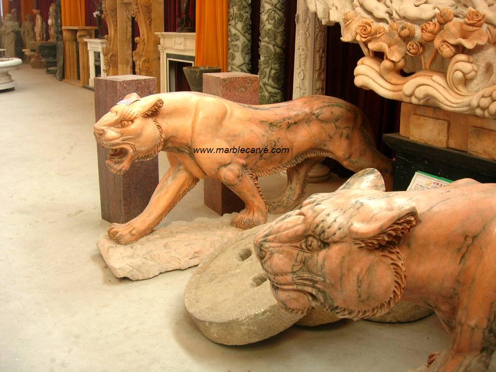 marble tiger statue carving