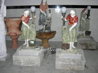 marble girl with lamp statue